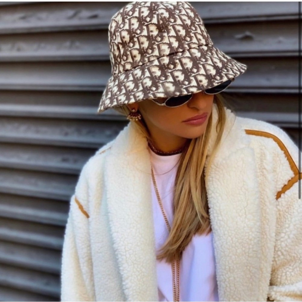 Christian Dior Trotter Vintage Bucket Hat in Brown and Cream NWOT